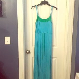 Blue and green maxi dress